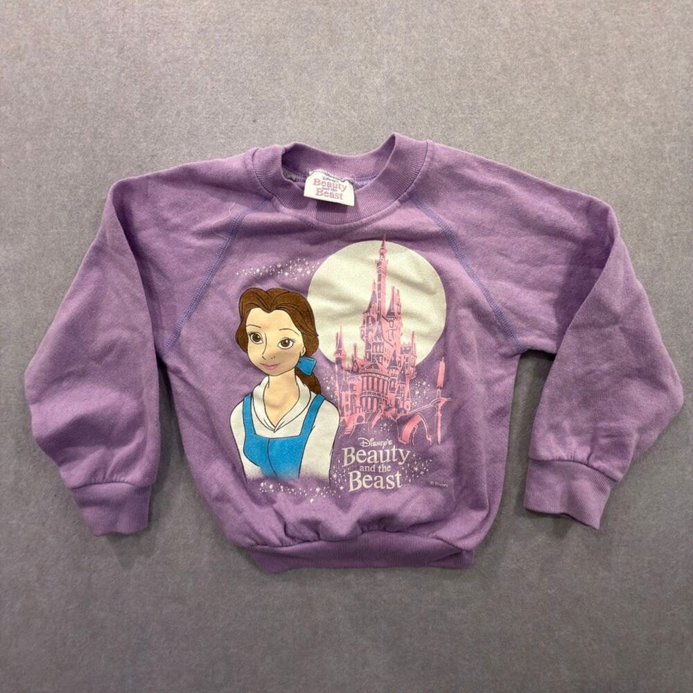 Disney Beauty and the Beast Belle Sweatshirt Purple Vintage USA Kids 5 6 Girls